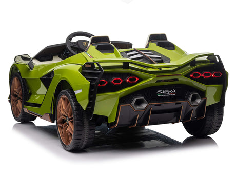 Green 24V Official LX Lamborghini Sian 2-Seater Ride On Car with Music, RC