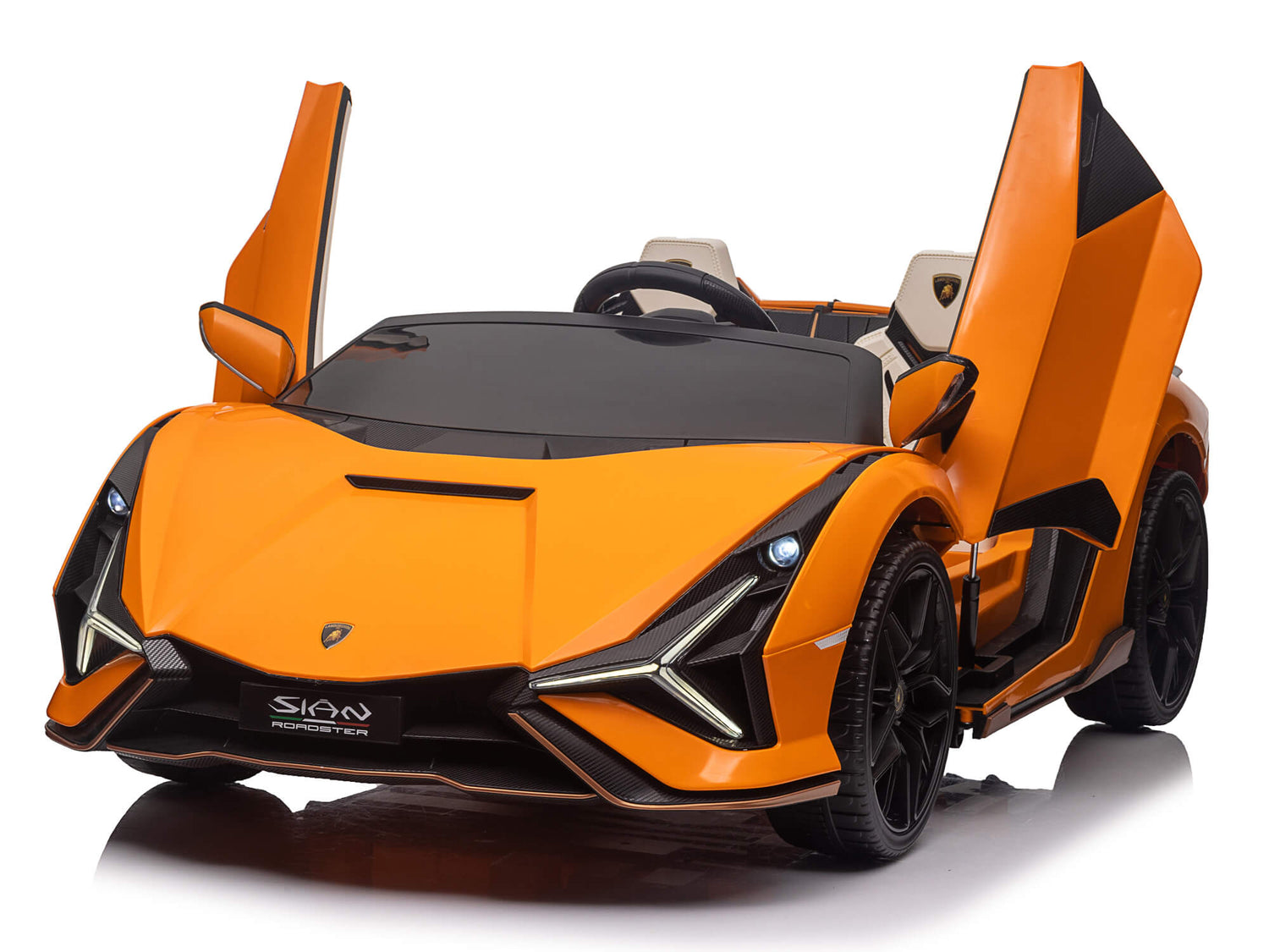Orange 24V Official LX Lamborghini Sian 2-Seater Ride On Car with Music, RC