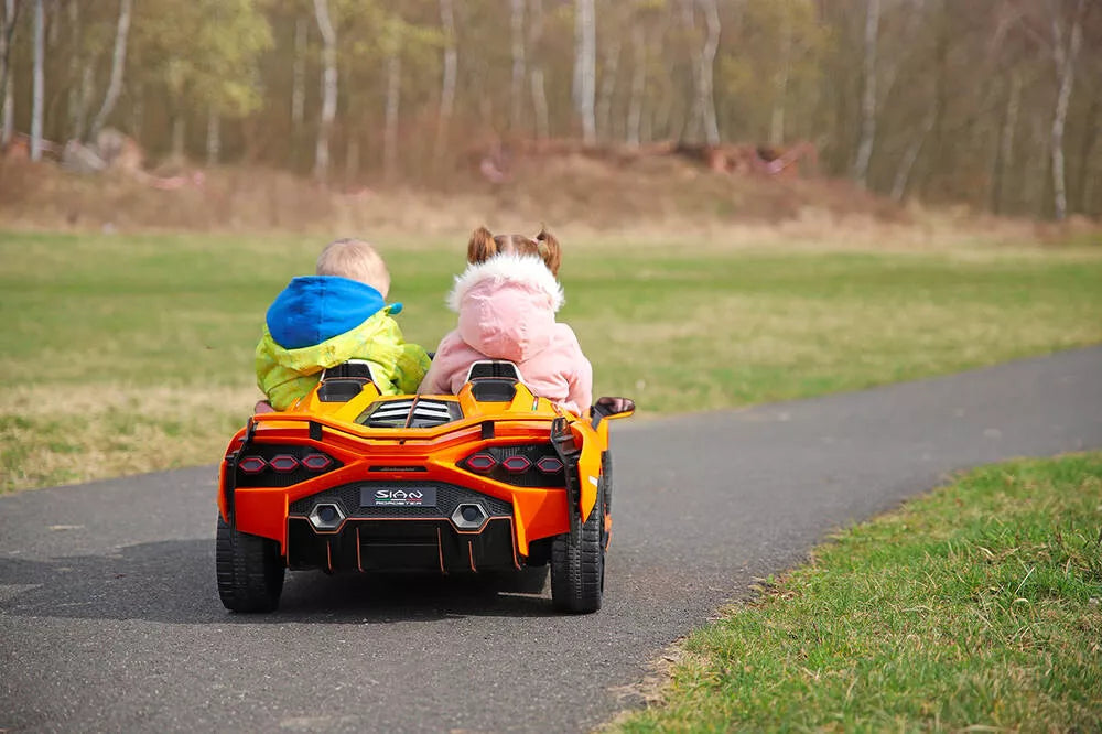 Orange 24V Official LX Lamborghini Sian 2-Seater Ride On Car with Music, RC