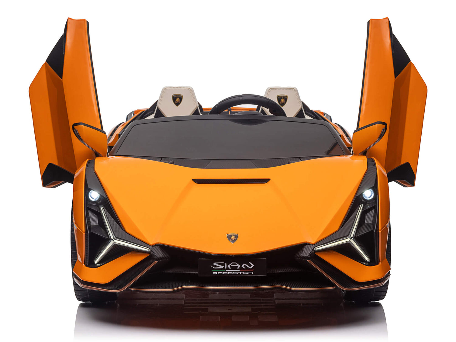 Orange 24V Official LX Lamborghini Sian 2-Seater Ride On Car with Music, RC