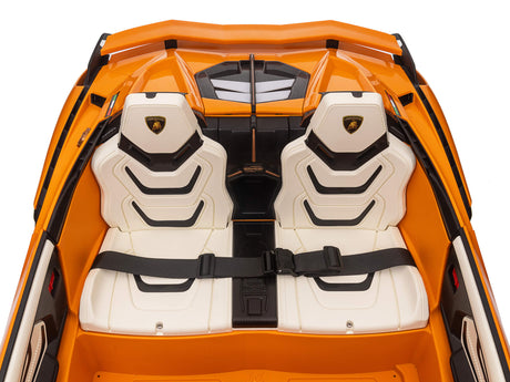 Orange 24V Official LX Lamborghini Sian 2-Seater Ride On Car with Music, RC