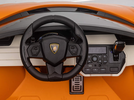 Orange 24V Official LX Lamborghini Sian 2-Seater Ride On Car with Music, RC