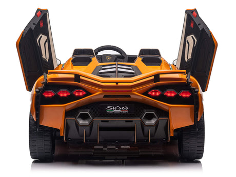 Orange 24V Official LX Lamborghini Sian 2-Seater Ride On Car with Music, RC