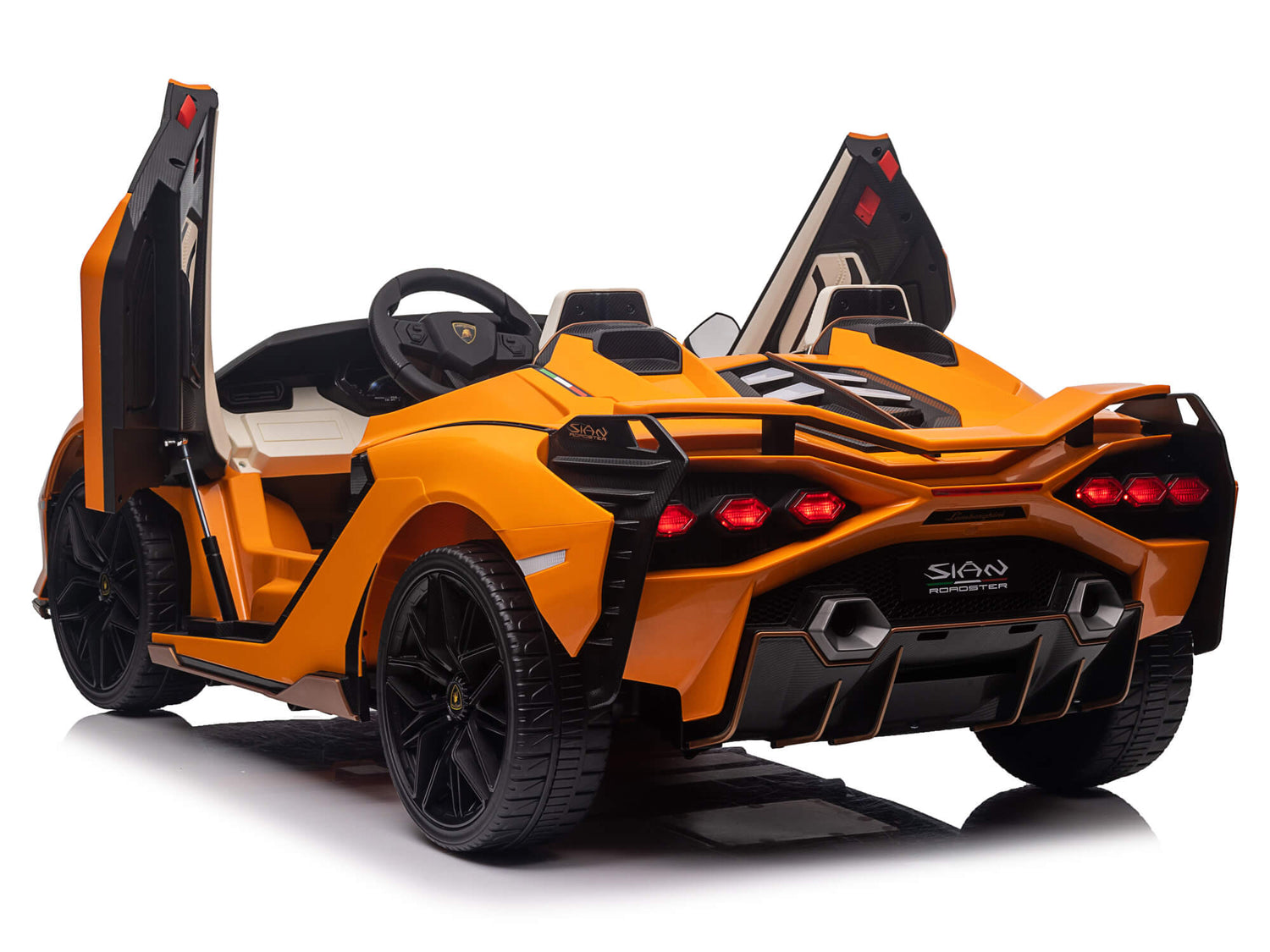 Orange 24V Official LX Lamborghini Sian 2-Seater Ride On Car with Music, RC
