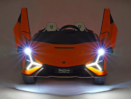 Orange 24V Official LX Lamborghini Sian 2-Seater Ride On Car with Music, RC