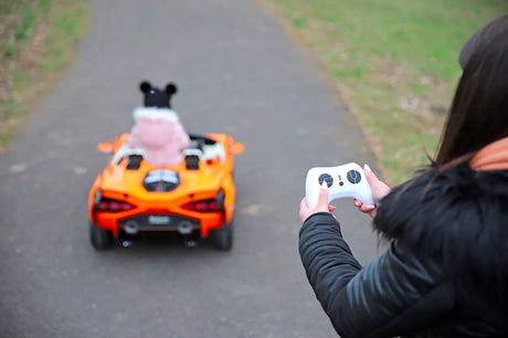 Orange 24V Official LX Lamborghini Sian 2-Seater Ride On Car with Music, RC