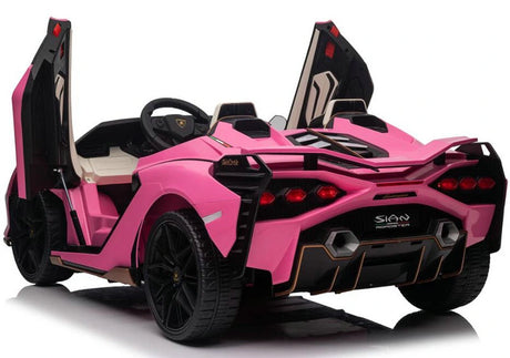 Pink 24V Official LX Lamborghini Sian 2-Seater Ride On Car with Music, RC