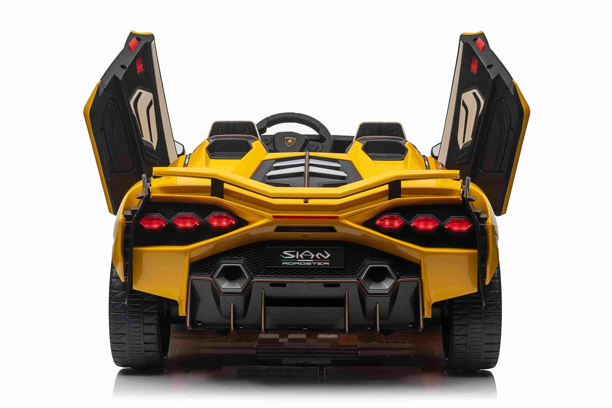 Yellow 24V Official LX Lamborghini Sian 2-Seat Ride On Car with RC