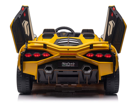 Yellow 24V Official LX Lamborghini Sian 2-Seater Ride On Car with Music, RC