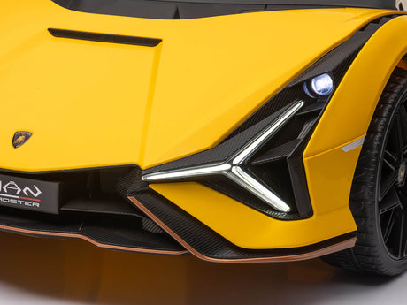 Yellow 24V Official LX Lamborghini Sian 2-Seater Ride On Car with Music, RC