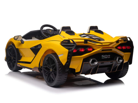 Yellow 24V Official LX Lamborghini Sian 2-Seater Ride On Car with Music, RC