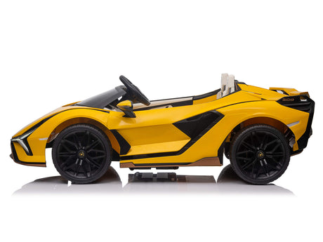 Yellow 24V Official LX Lamborghini Sian 2-Seat Ride On Car with RC