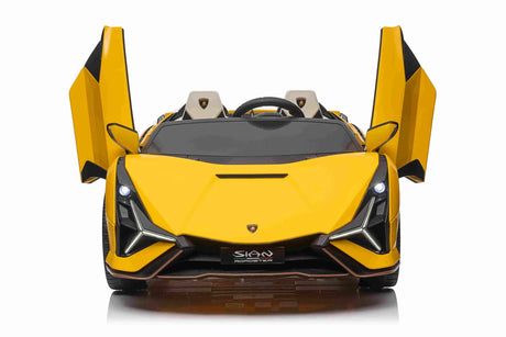 Yellow 24V Official LX Lamborghini Sian 2-Seater Ride On Car with Music, RC