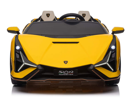 Yellow 24V Official LX Lamborghini Sian 2-Seater Ride On Car with Music, RC