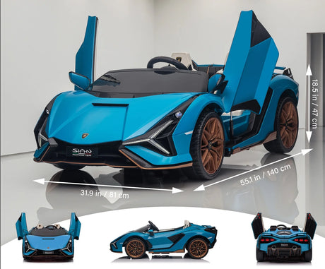 Blue 24V Official LX Lamborghini Sian 2-Seat Ride On Car with RC