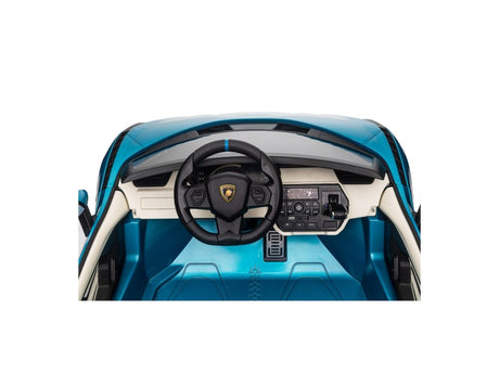 Blue 24V Official LX Lamborghini Sian 2-Seater Ride On Car with Music, RC