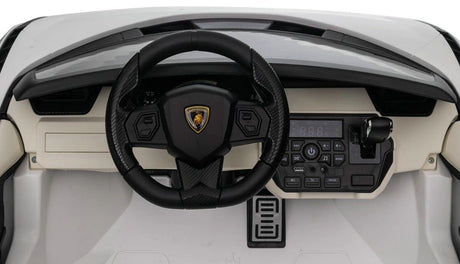 White 24V Official LX Lamborghini Sian 2-Seater Ride On Car with Music, RC
