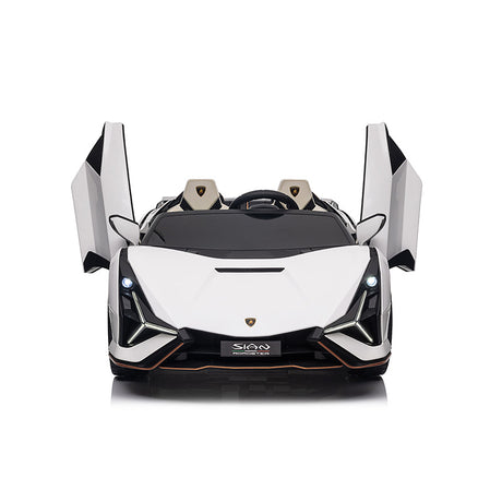 White 24V Official LX Lamborghini Sian 2-Seater Ride On Car with Music, RC