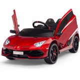 Burgundy Red 12V Lamborghini SVJ Sport Kids Licensed 1 Seater Ride On Car with Rubber Wheels, Remote