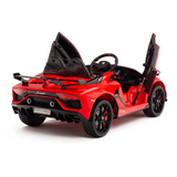 Red 12V Lamborghini SVJ Sport Kids Licensed 1 Seater Ride On Car with Rubber Wheels, Remote