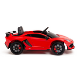 Red 12V Lamborghini SVJ Sport Kids Licensed 1 Seater Ride On Car with Rubber Wheels, Remote