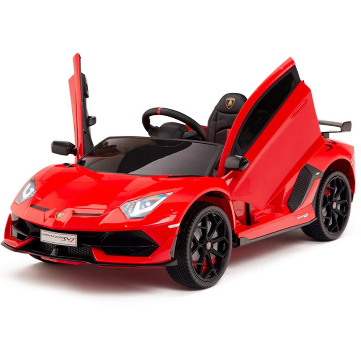 Red 12V Lamborghini SVJ Sport Kids Licensed 1 Seater Ride On Car with Rubber Wheels, Remote