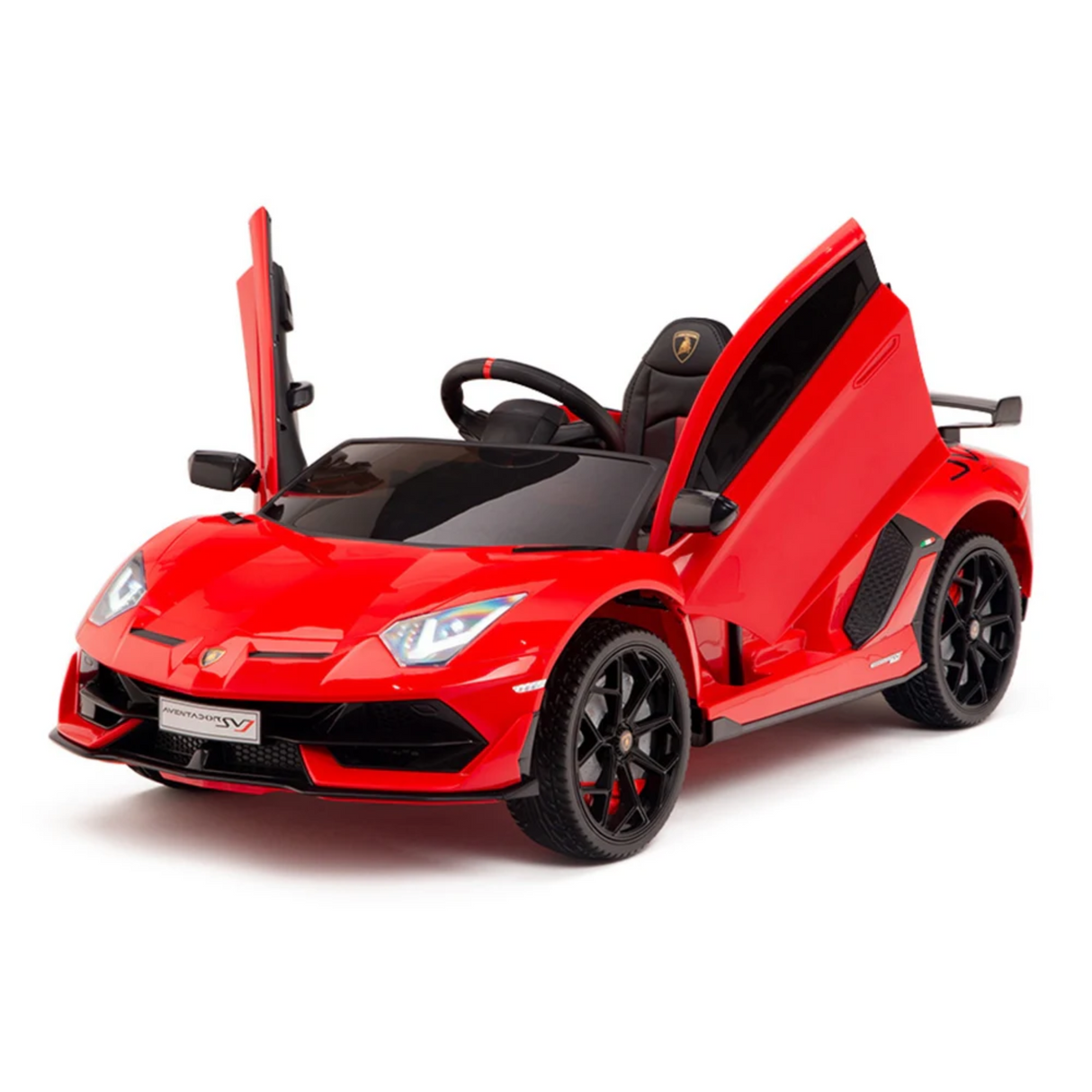 Red 12V Lamborghini SVJ Sport Kids Licensed 1 Seater Ride On Car with Rubber Wheels, Remote