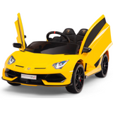 Yellow 12V Lamborghini SVJ Sport Kids Licensed 1 Seater Ride On Car with Rubber Wheels, Remote