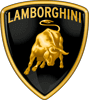 The image shows the Lamborghini logo, featuring a golden bull on a black shield-shaped background with the word Lamborghini in gold at the top.