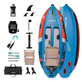 Nautiqua | CAPRI | Deluxe 3 Chamber Fishing Drop-stitch Inflatable Paddleboard | 1 Person | 330 lbs Capacity | Hand Pump & Carry Bag Included