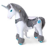 Toddlers Grey Indoor/Outdoor Ride-On Unicorn with Cushioned Seat, Anti-Slip Wheels (Ages 4–7)