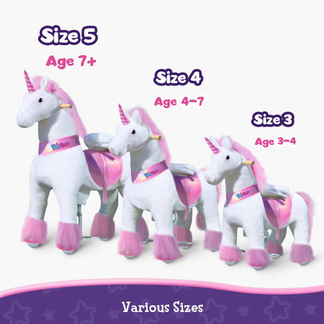 Toddlers Pink Indoor/Outdoor Ride-On Unicorn with Cushioned Seat, Anti-Slip Wheels (Ages 7+)