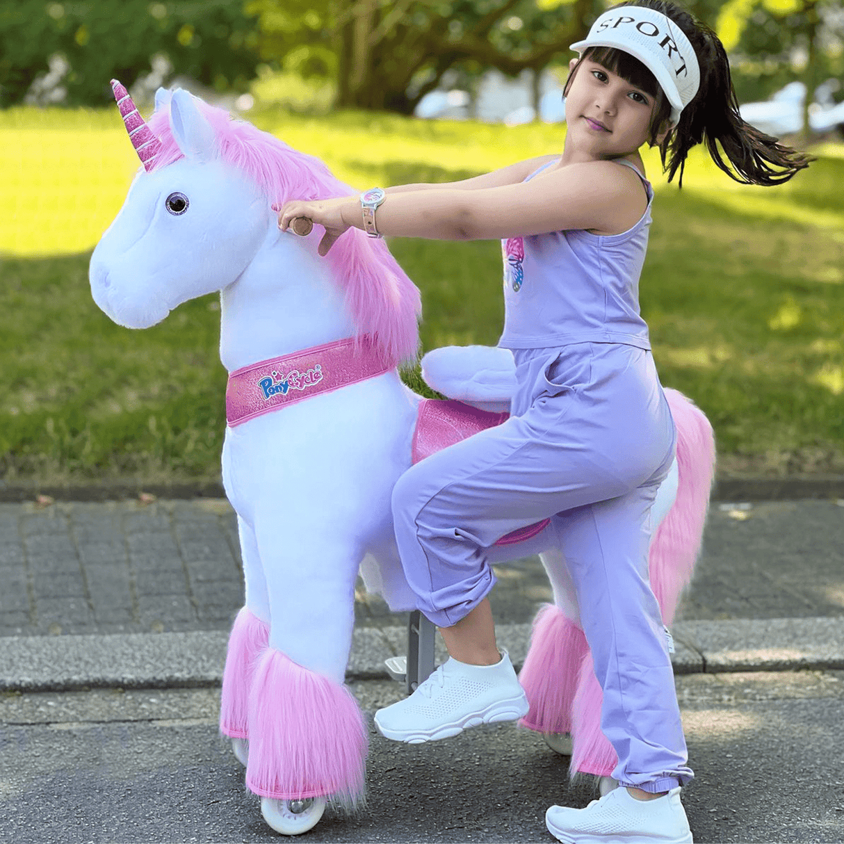 Toddlers Pink Indoor/Outdoor Ride-On Unicorn with Cushioned Seat, Anti-Slip Wheels (Ages 4–7)