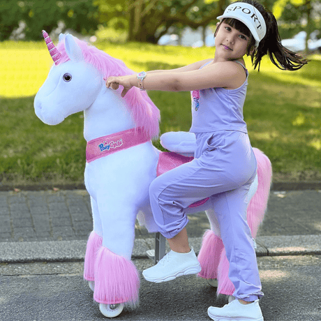 Toddlers Pink Indoor/Outdoor Ride-On Unicorn with Cushioned Seat, Anti-Slip Wheels (Ages 4–7)