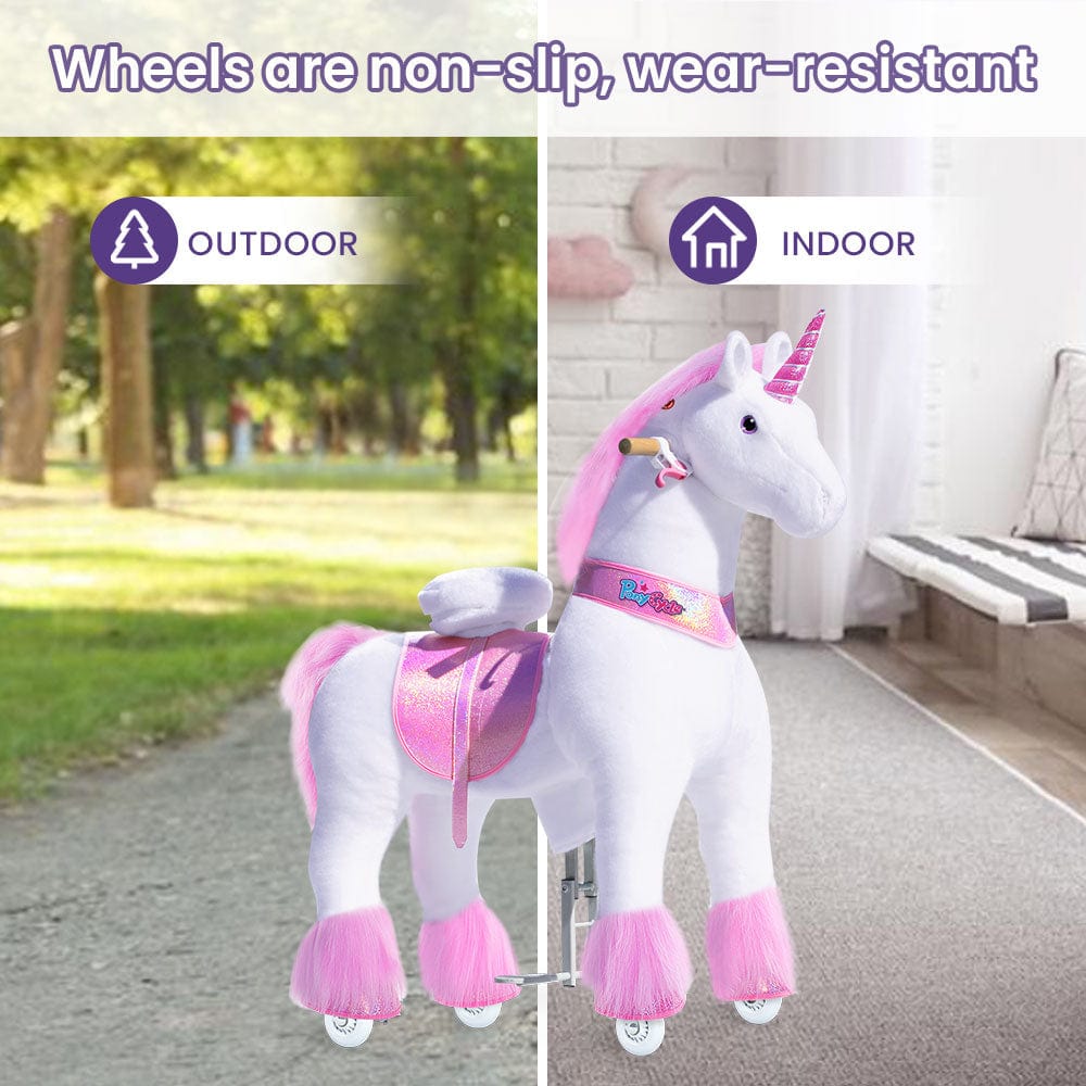 Toddlers Pink Indoor/Outdoor Ride-On Unicorn with Cushioned Seat, Anti-Slip Wheels (Ages 7+)
