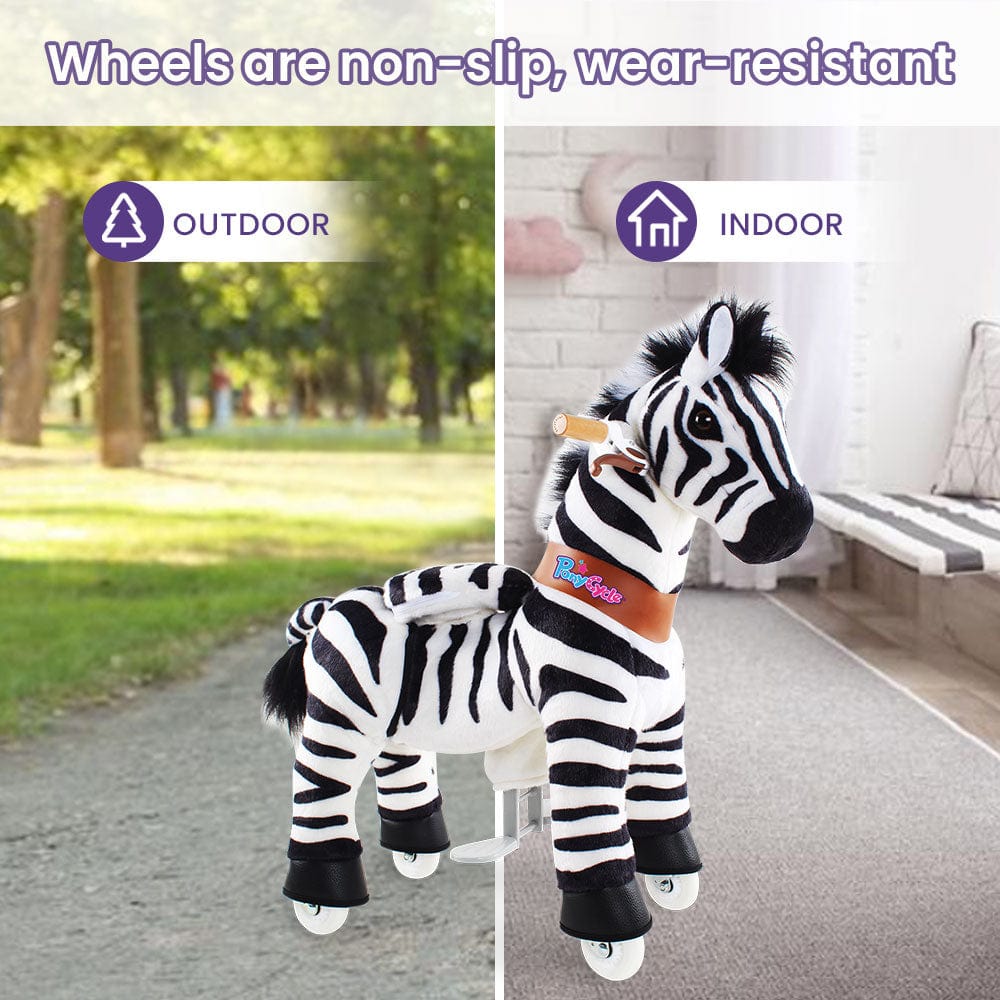 Toddlers Indoor/Outdoor Ride-On Zebra with Cushioned Seat, Anti-Slip Wheels (Ages 4–7)