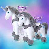 Toddlers Indoor/Outdoor Grey Ride-On Unicorn with Cushioned Seat, Anti-Slip Wheels (Ages 3–4)