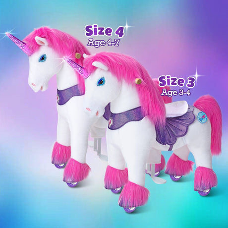 Toddlers Indoor/Outdoor Pink Ride-On Unicorn with Cushioned Seat, Anti-Slip Wheels (Ages 3–4)