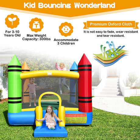 Kids Inflatable Bounce House with Slide and Ocean Balls — Blower Not Included