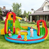 Kid's Inflatable Water Slide Bounce House with Climbing Wall and Pool Without Blower