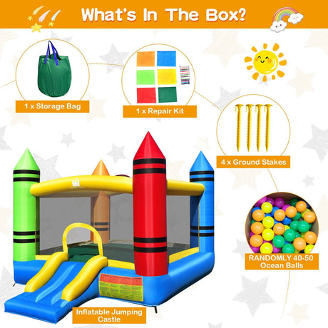 Kids Inflatable Bounce House with Slide and Ocean Balls — Blower Not Included