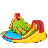 Kid's Inflatable Water Slide Bounce House with Climbing Wall and Pool Without Blower