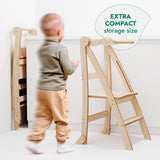 Toddler Tower: Foldable Step Stool for Toddlers - Beige
