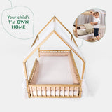 Twin Size Montessori House Bed for Kids with Fence
