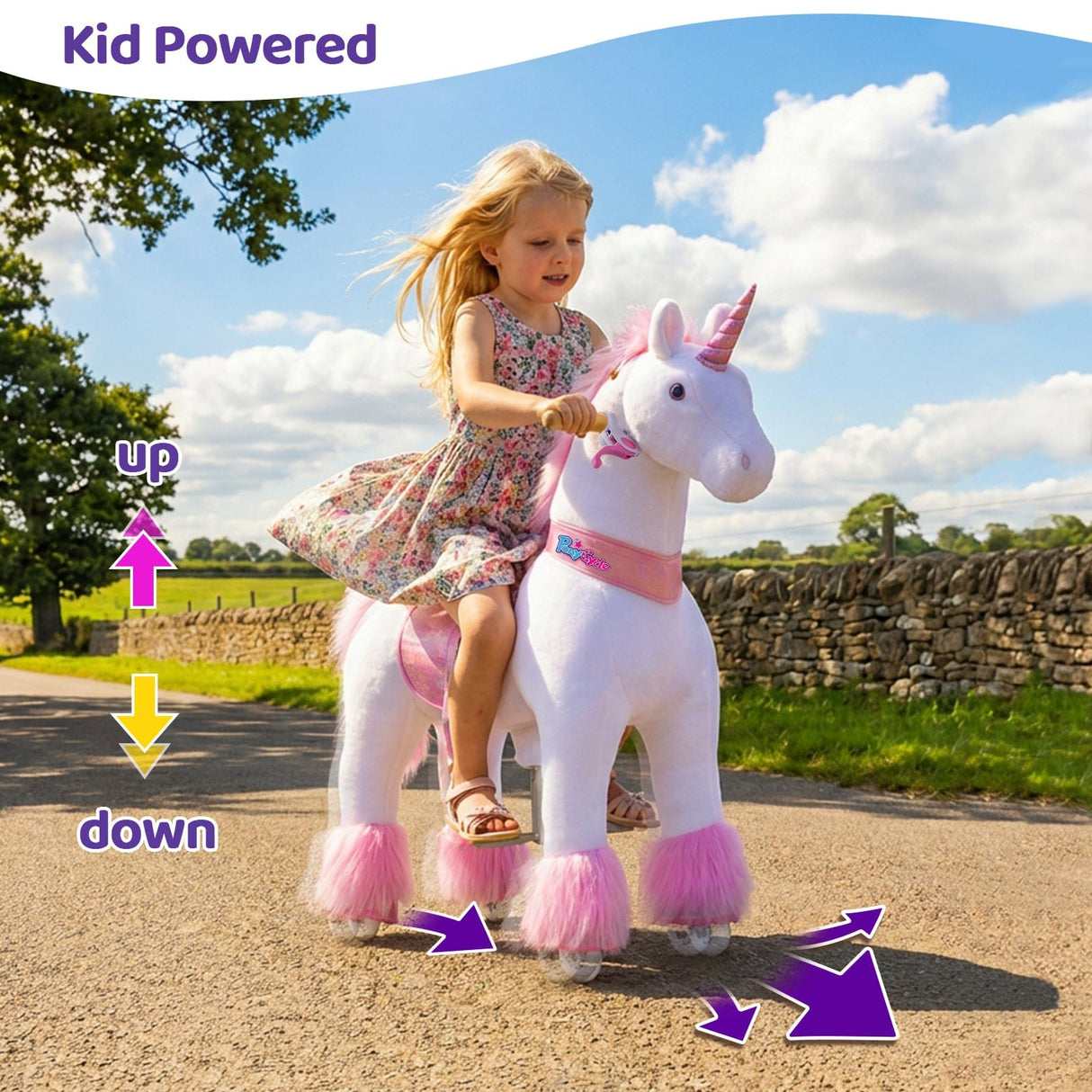 Toddlers Pink Indoor/Outdoor Ride-On Pony with Cushioned Seat, Anti-Slip Wheels (Ages 3–4)