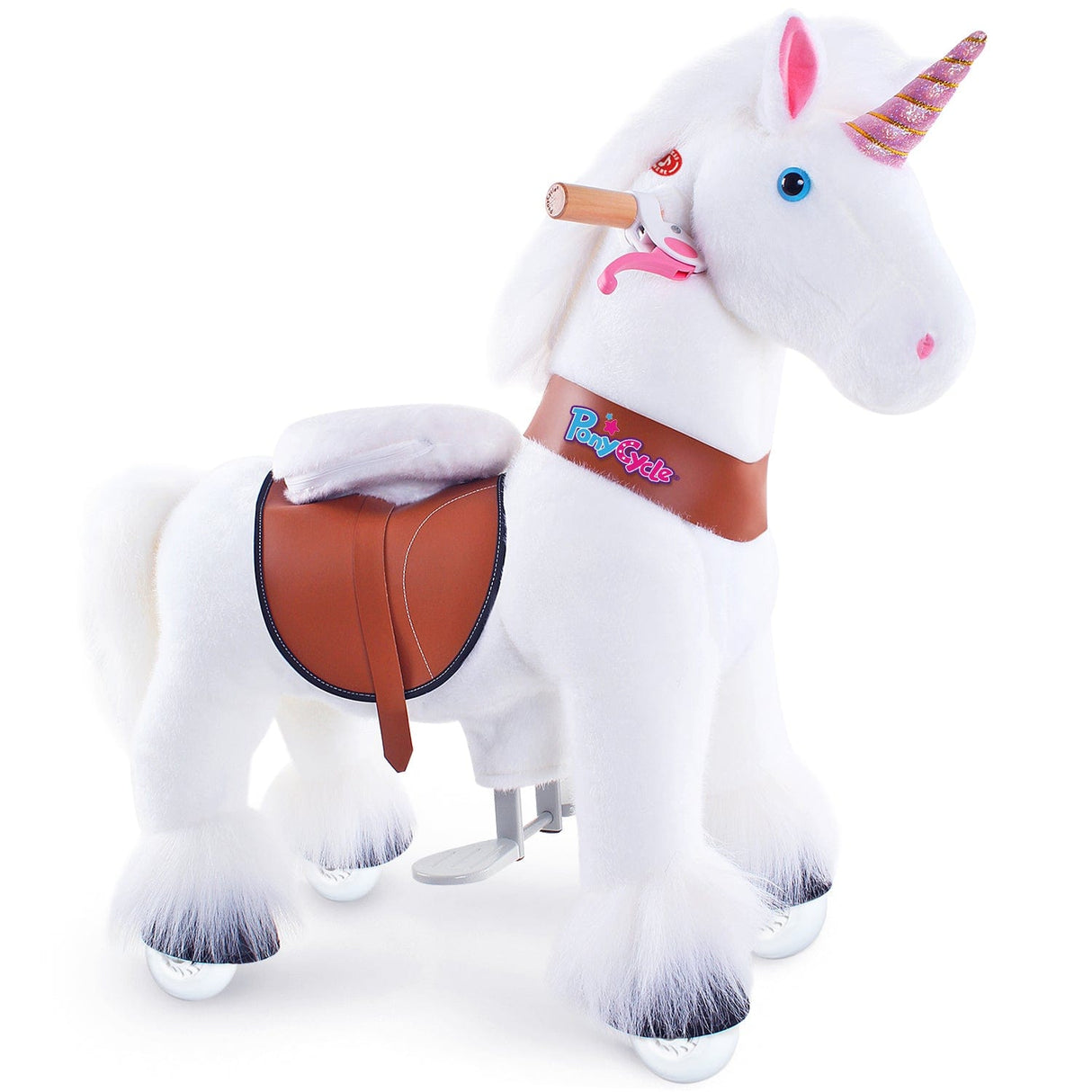 Toddlers White Indoor/Outdoor Ride-On Pony with Cushioned Seat, Anti-Slip Wheels (Ages 3–4)