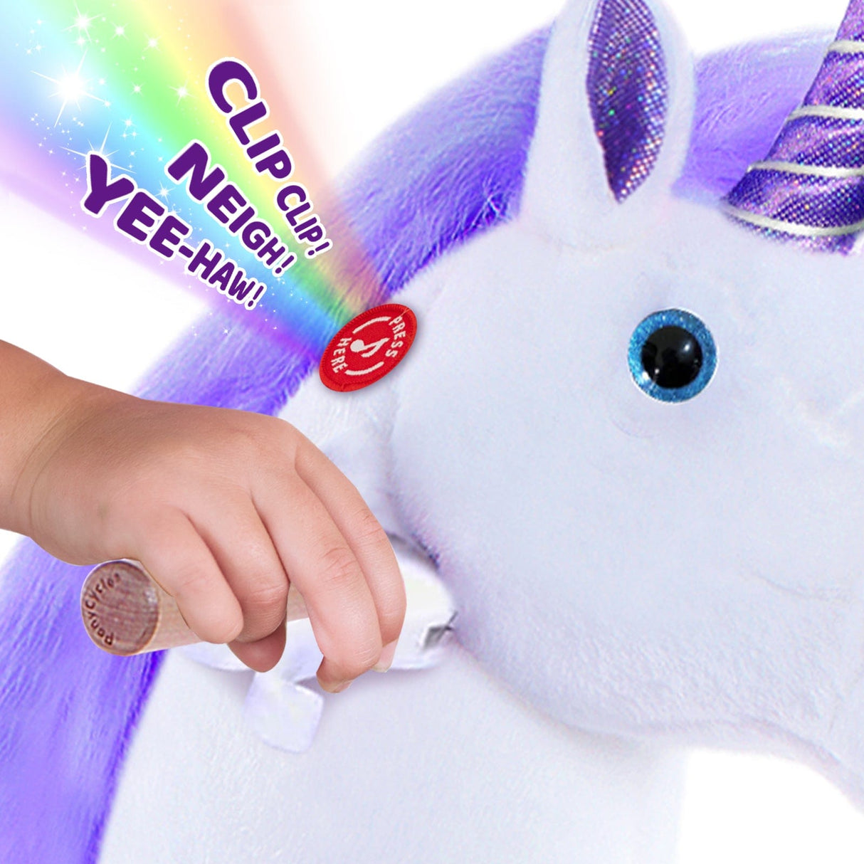 Toddlers Purple Indoor/Outdoor Ride-On Pony with Cushioned Seat, Anti-Slip Wheels (Ages 3–4)