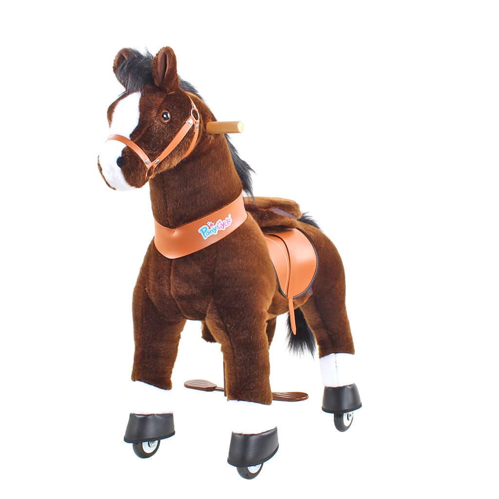 Toddlers Chocolate Indoor/Outdoor Ride-On Pony with Cushioned Seat, Anti-Slip Wheels (Ages 3–4)
