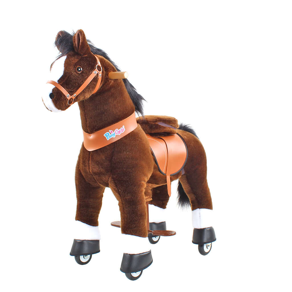 Toddlers Chocolate Indoor/Outdoor Ride-On Pony with Cushioned Seat, Anti-Slip Wheels (Ages 3–4)