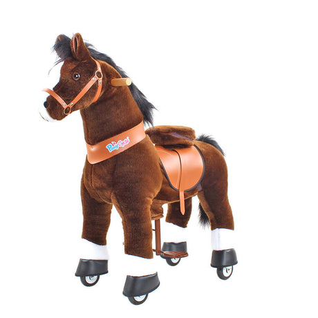 Toddlers Chocolate Indoor/Outdoor Ride-On Pony with Cushioned Seat, Anti-Slip Wheels (Ages 3–4)